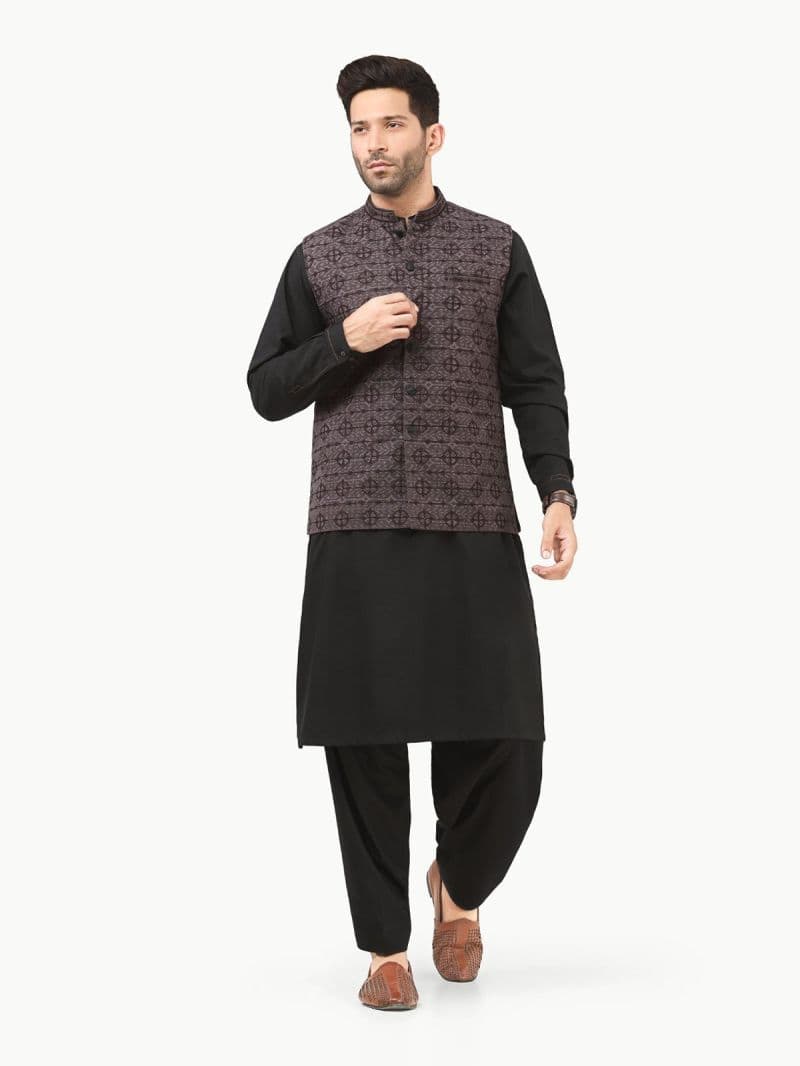 Embroidered Khaddar Waistcoat - EMTWCC22-120 thumbnail