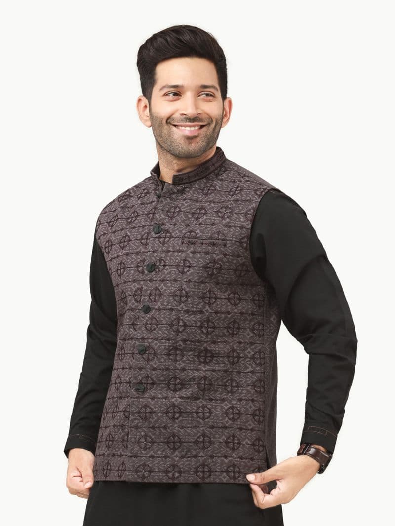 Embroidered Khaddar Waistcoat - EMTWCC22-120 thumbnail