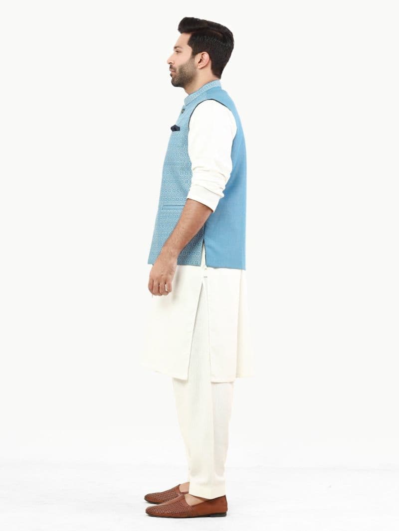 Embroidered Cotton Waistcoat - EMTWC22-35811 thumbnail
