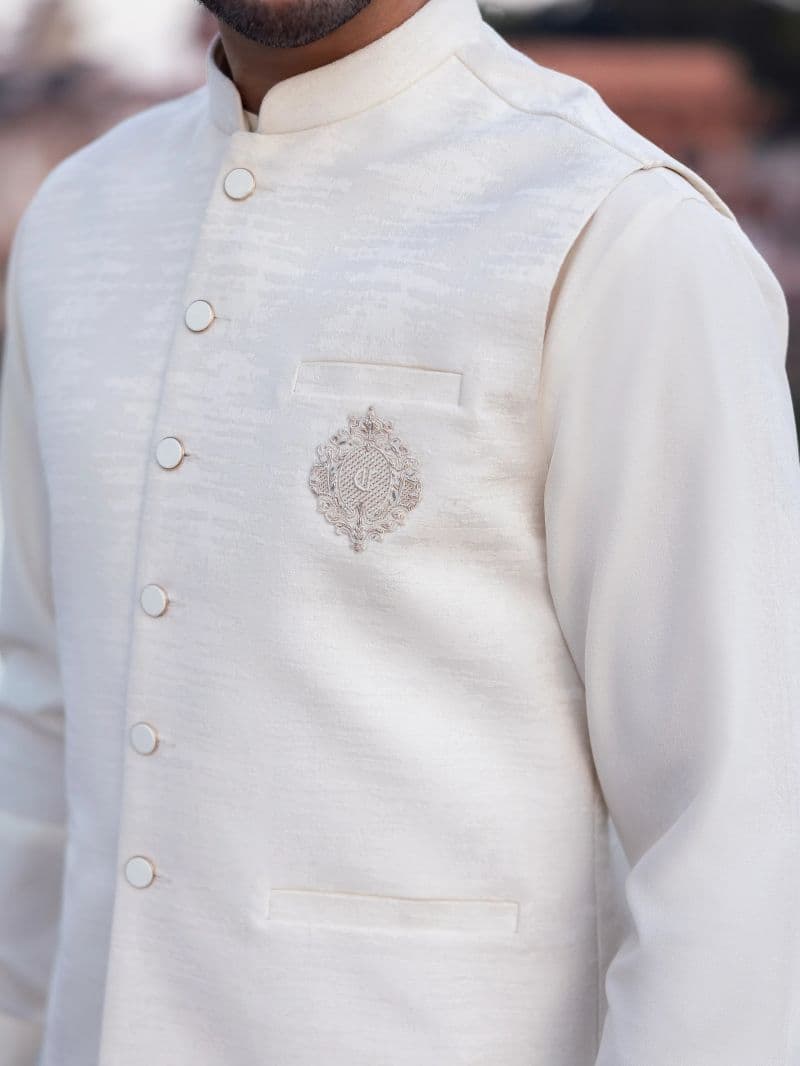Embroidered Jacquard Waistcoat - EMTWC5-35965 thumbnail