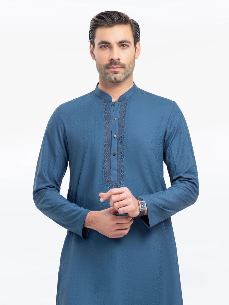 Embroidered Dobby Kurta - EMTK5-99526 thumbnail