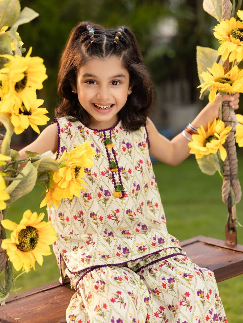 Printed Cambric Gharara Suit - EGTKP5-70988ST thumbnail