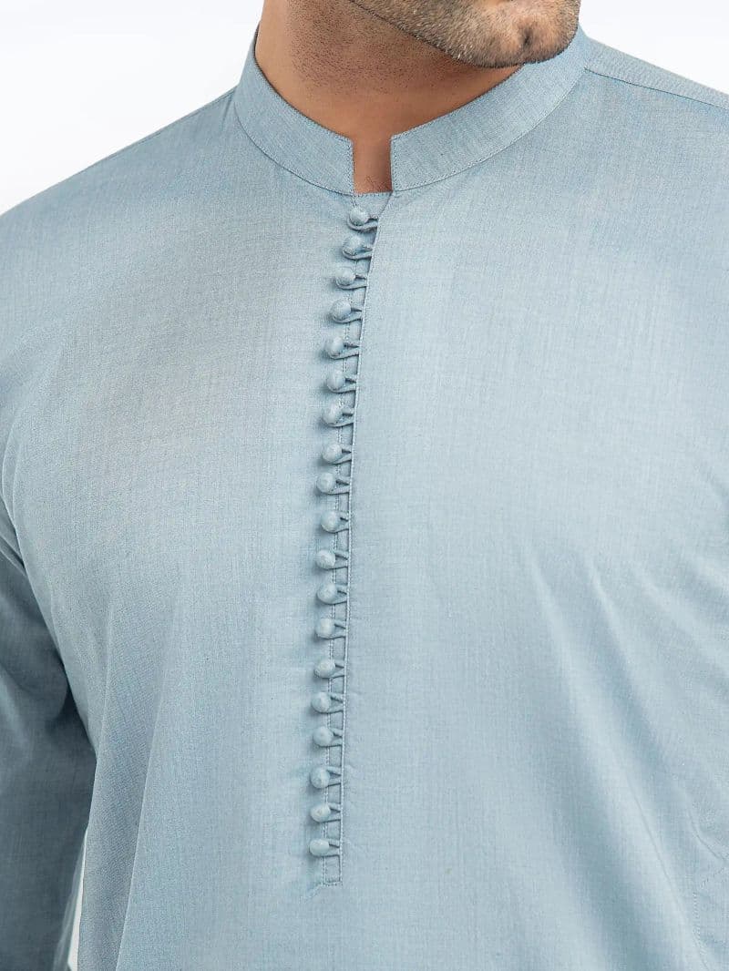Embroidered Chambray Kurta Pajama - EMTKPT5-059