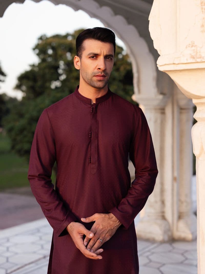 Embroidered Dobby Kurta - EMTK5-99527 thumbnail