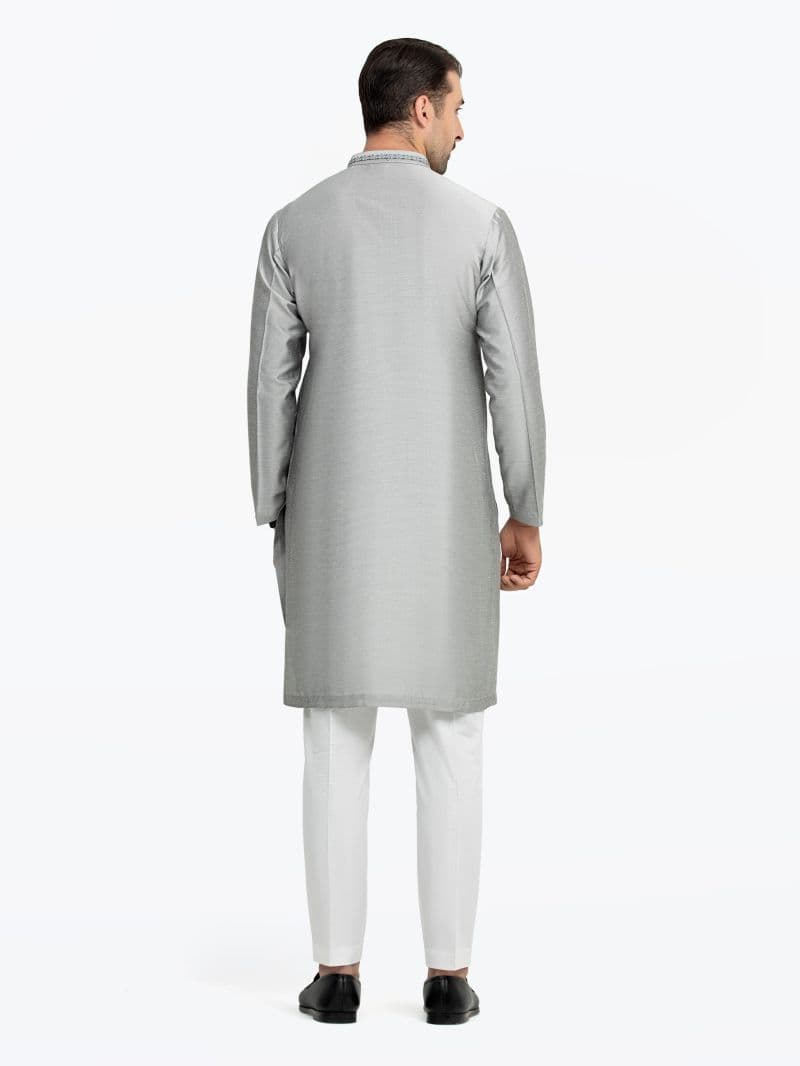Embroidered Raw Silk Kurta - EMTKC5-147 thumbnail