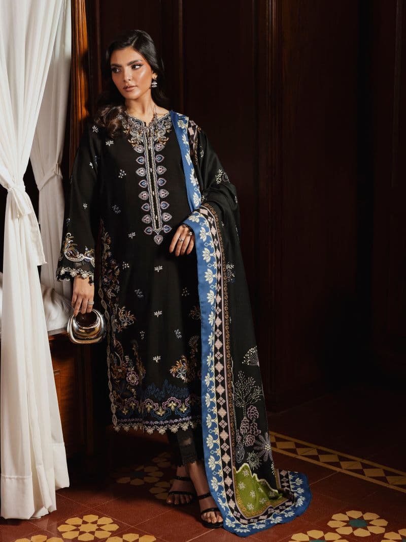 Embroidered Khaddar Suit - EWU5V11-32007-3P