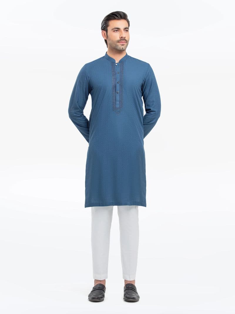 Embroidered Dobby Kurta