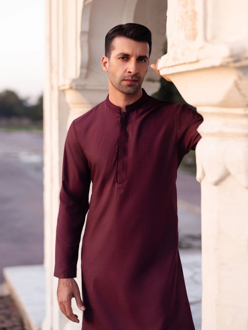 Embroidered Dobby Kurta