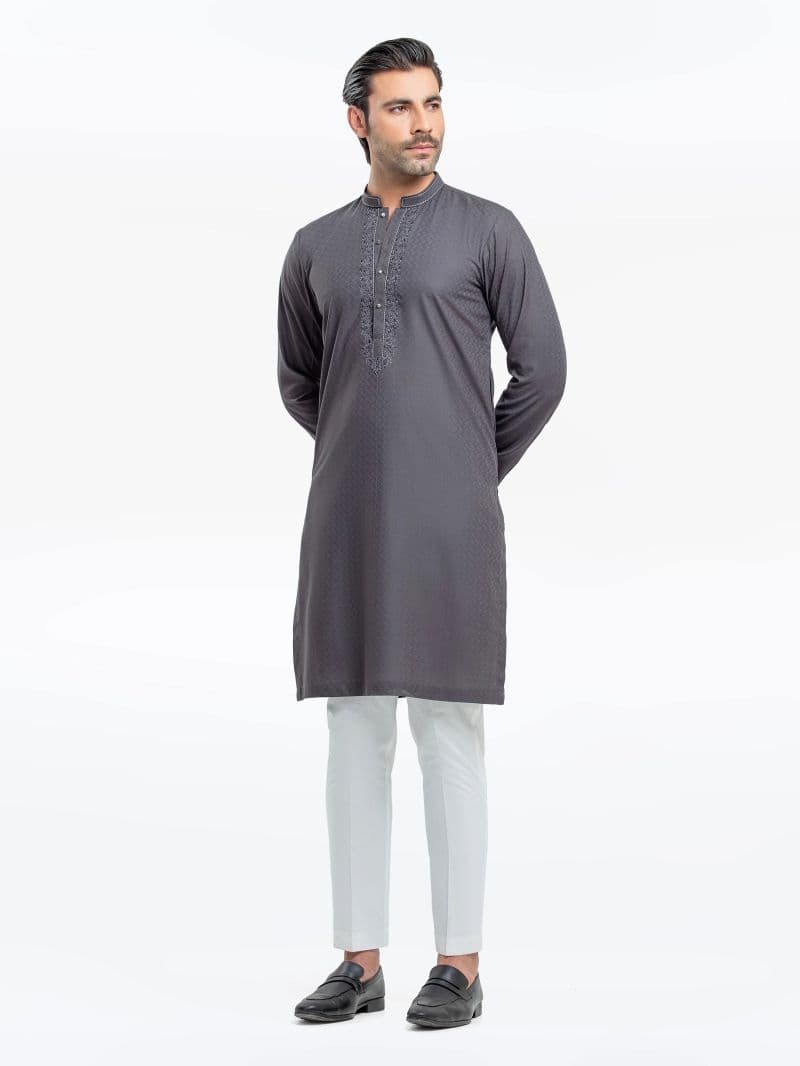 Embroidered Dobby Kurta