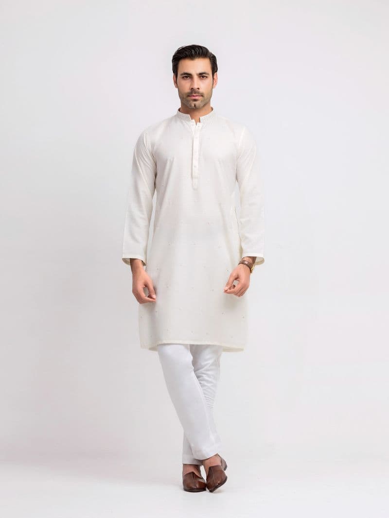 Embroidered Jacquard Kurta