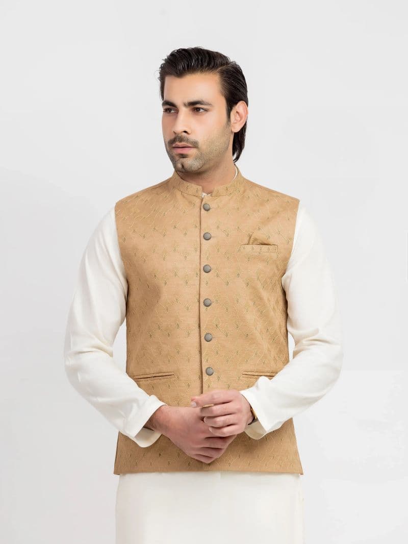 Embroidered Khaddar Waistcoat