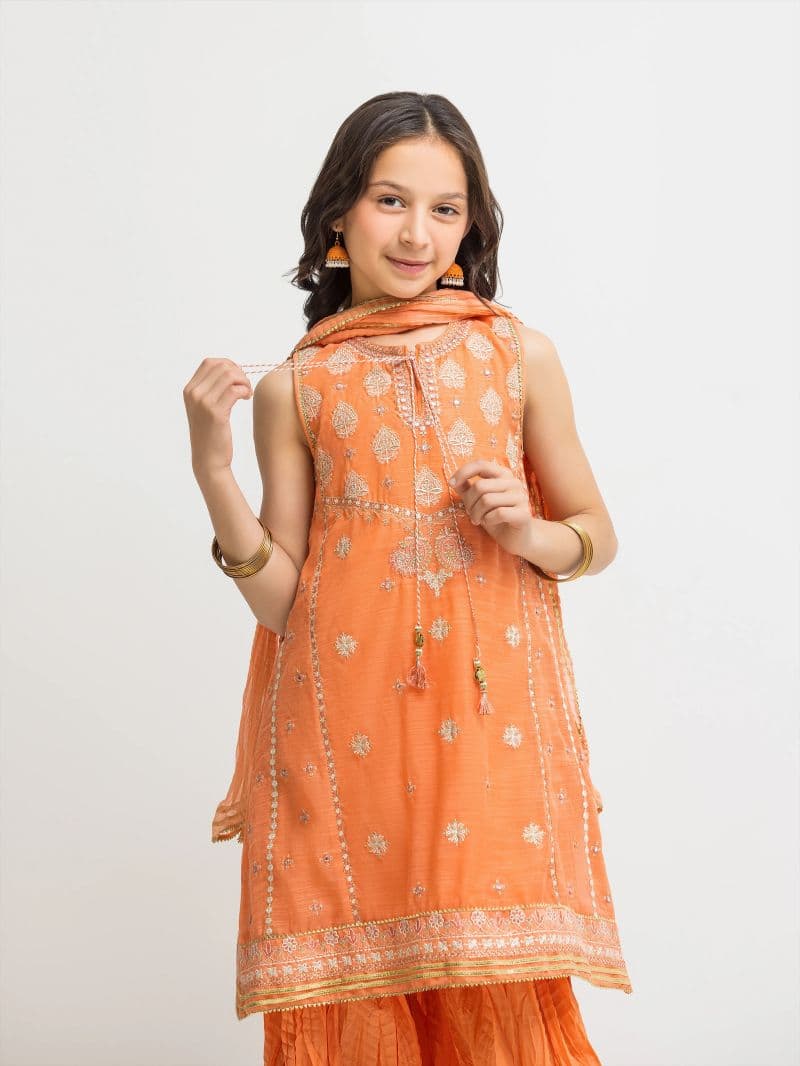 Embroidered Chanderi Gharara Suit