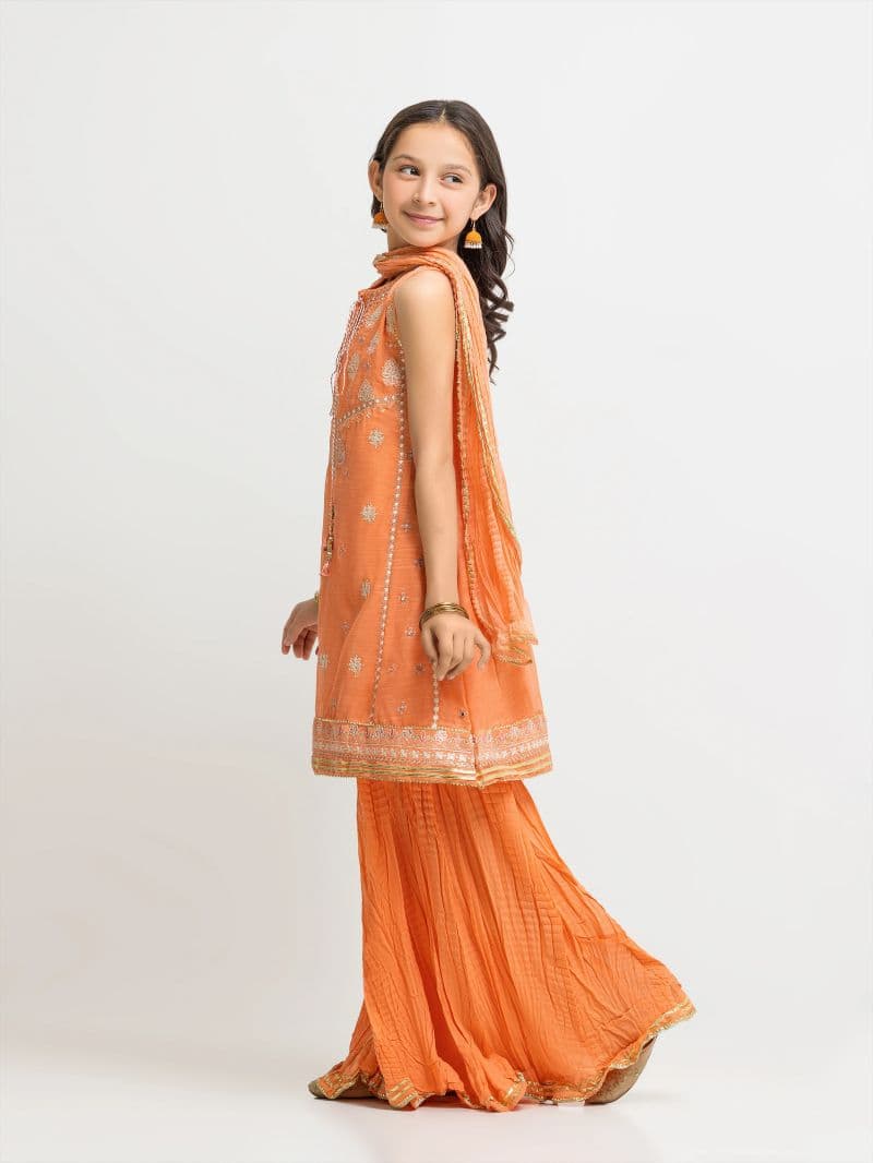 Embroidered Chanderi Gharara Suit