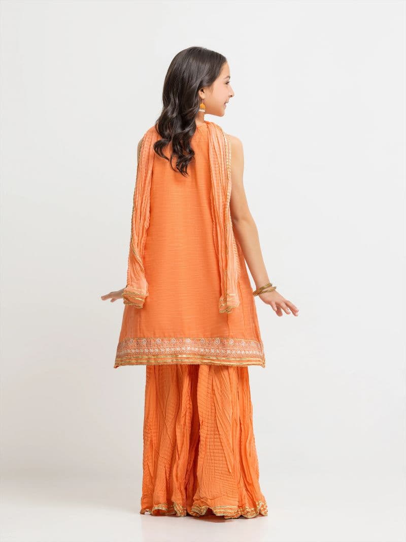 Embroidered Chanderi Gharara Suit