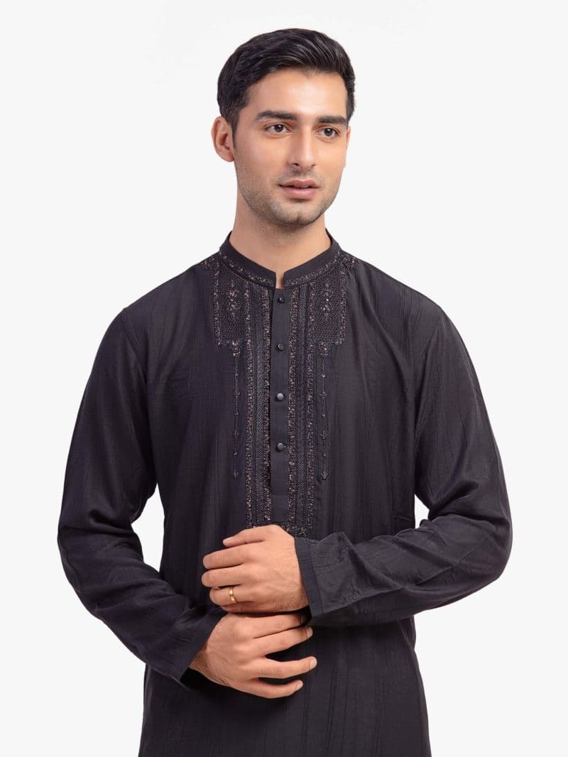 Embroidered Silk Kurta