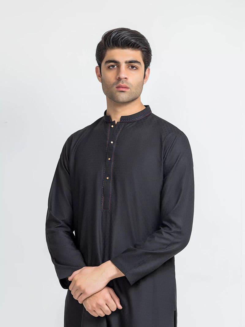Embroidered Jacquard Kurta
