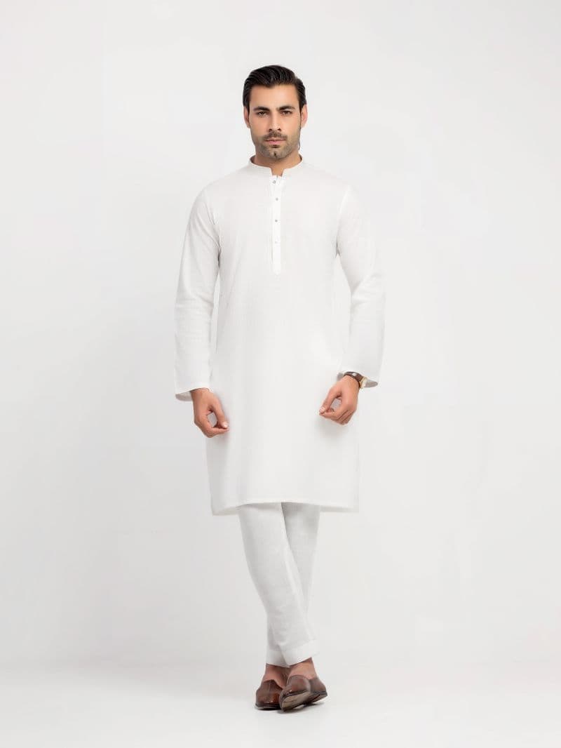 Embroidered Cotton Slub Kurta Pajama