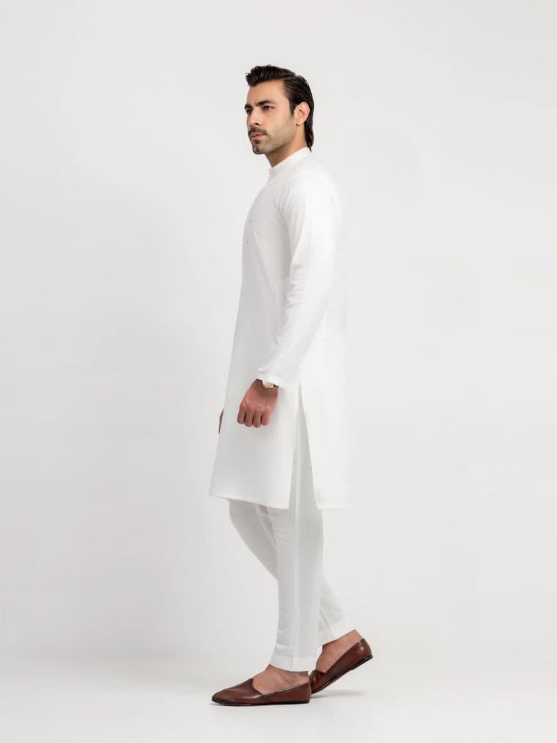 Embroidered Cotton Slub Kurta Pajama