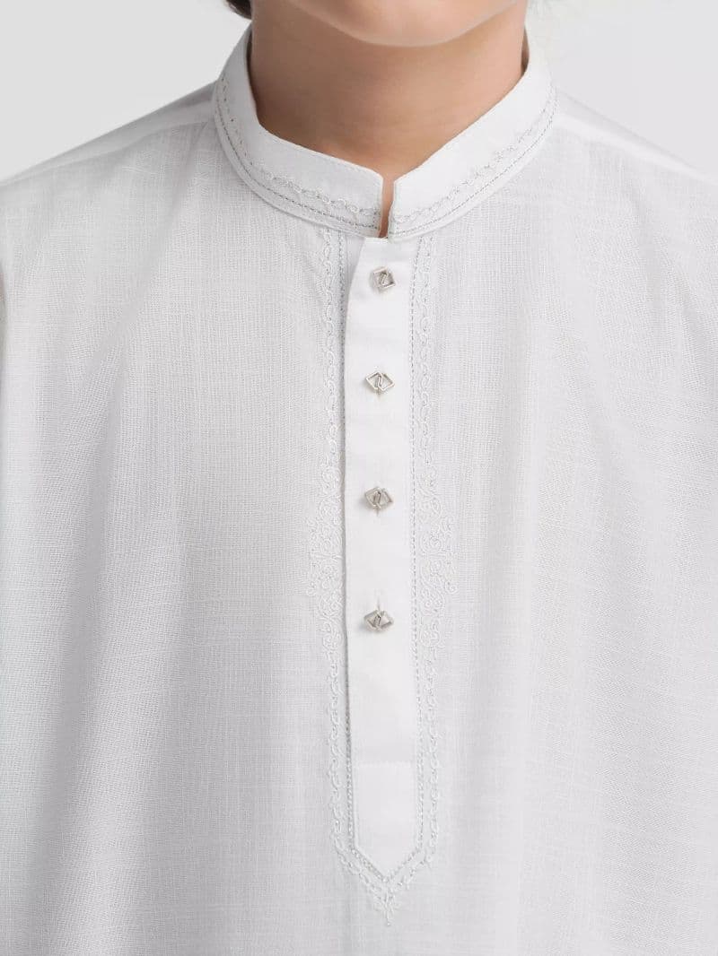 Embroidered Cotton Slub Kurta Pajama