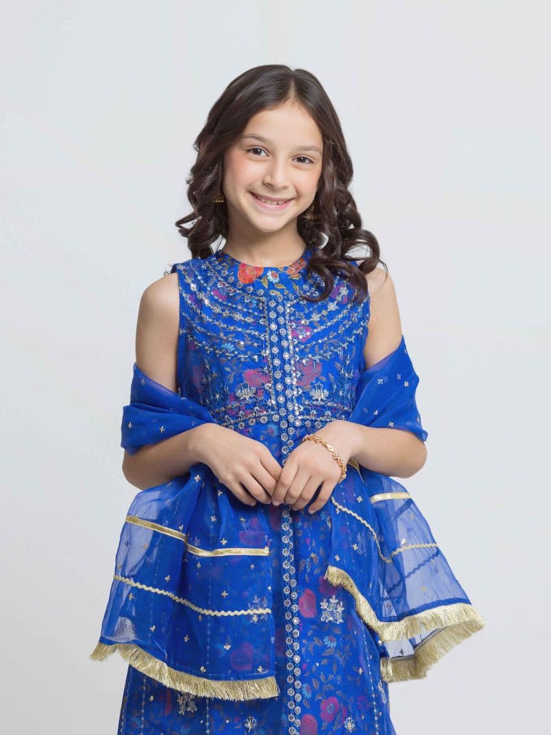 Block Print Raw Silk Shirt Dupatta