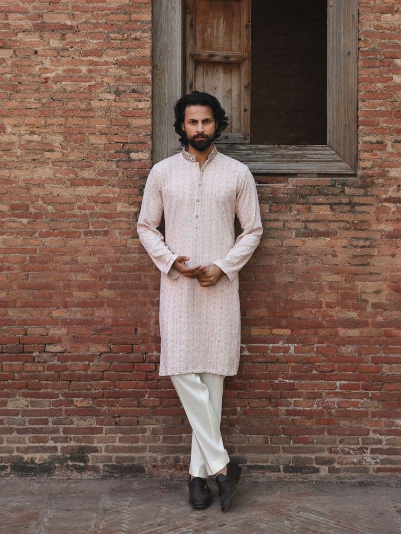 Embroidered Textured Viscose Kurta Pajama