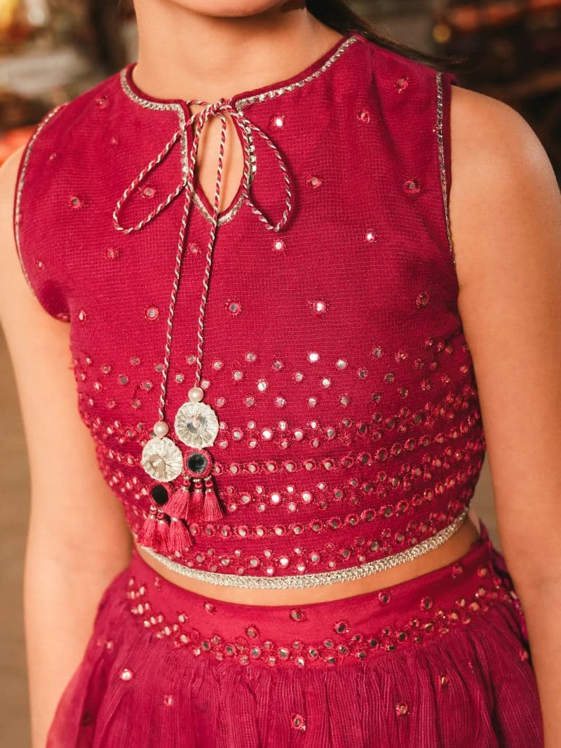 Embroidered Cotton Net Lehenga Suit thumbnail