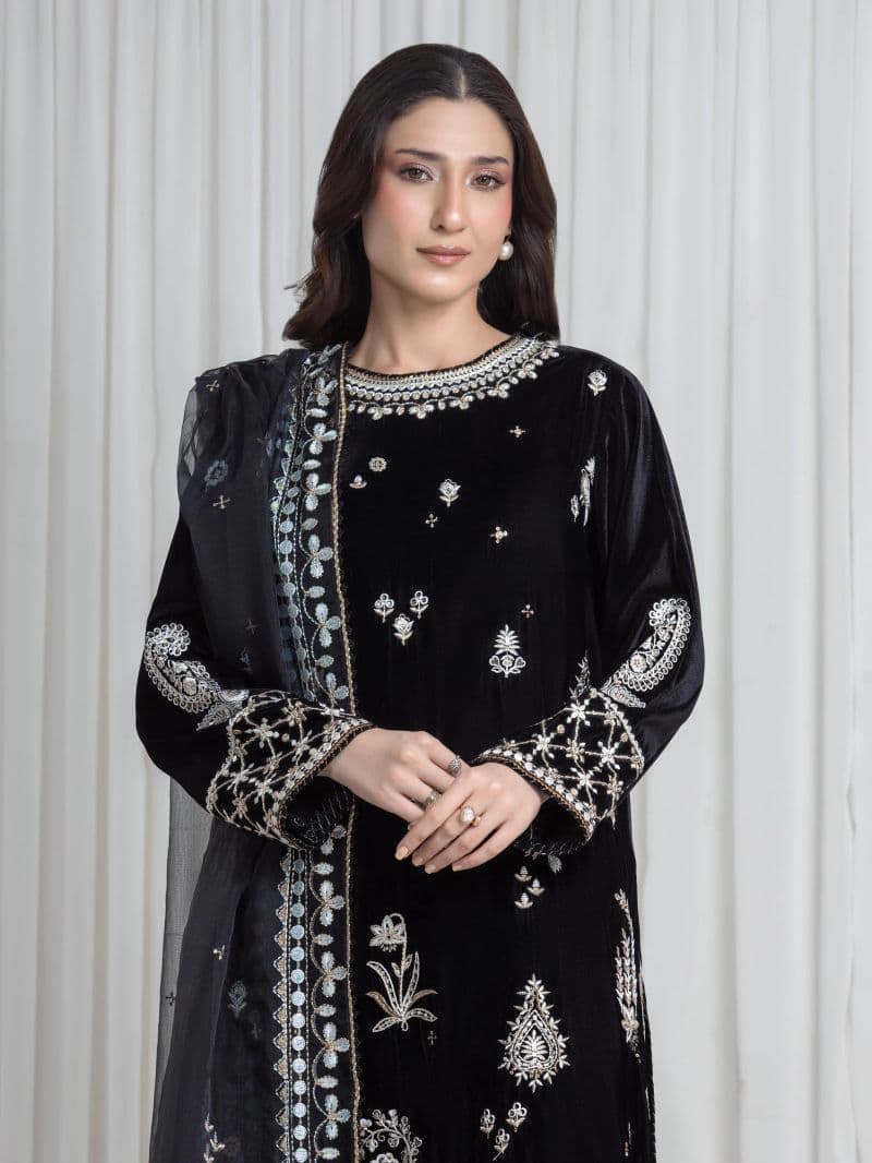 Embroidered Velvet Suit