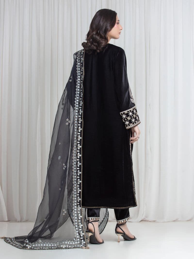 Embroidered Velvet Suit