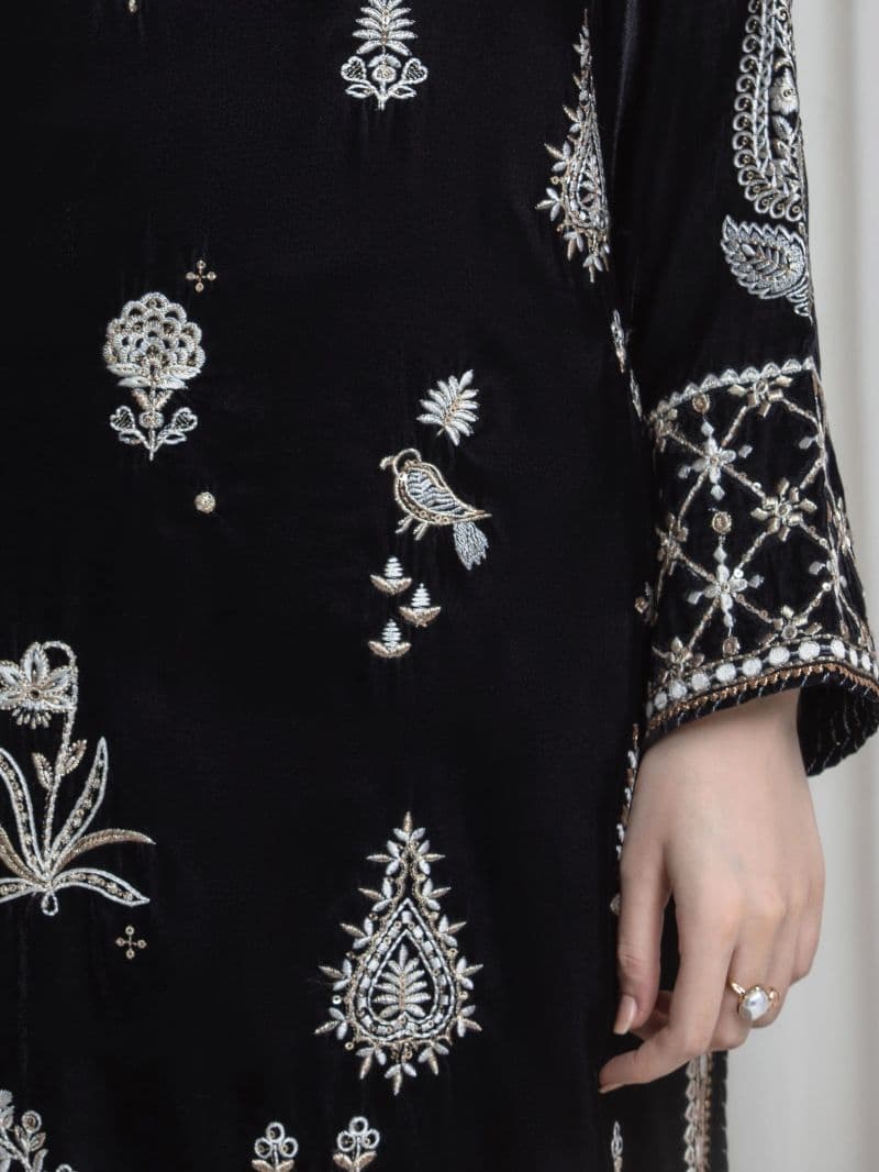 Embroidered Velvet Suit