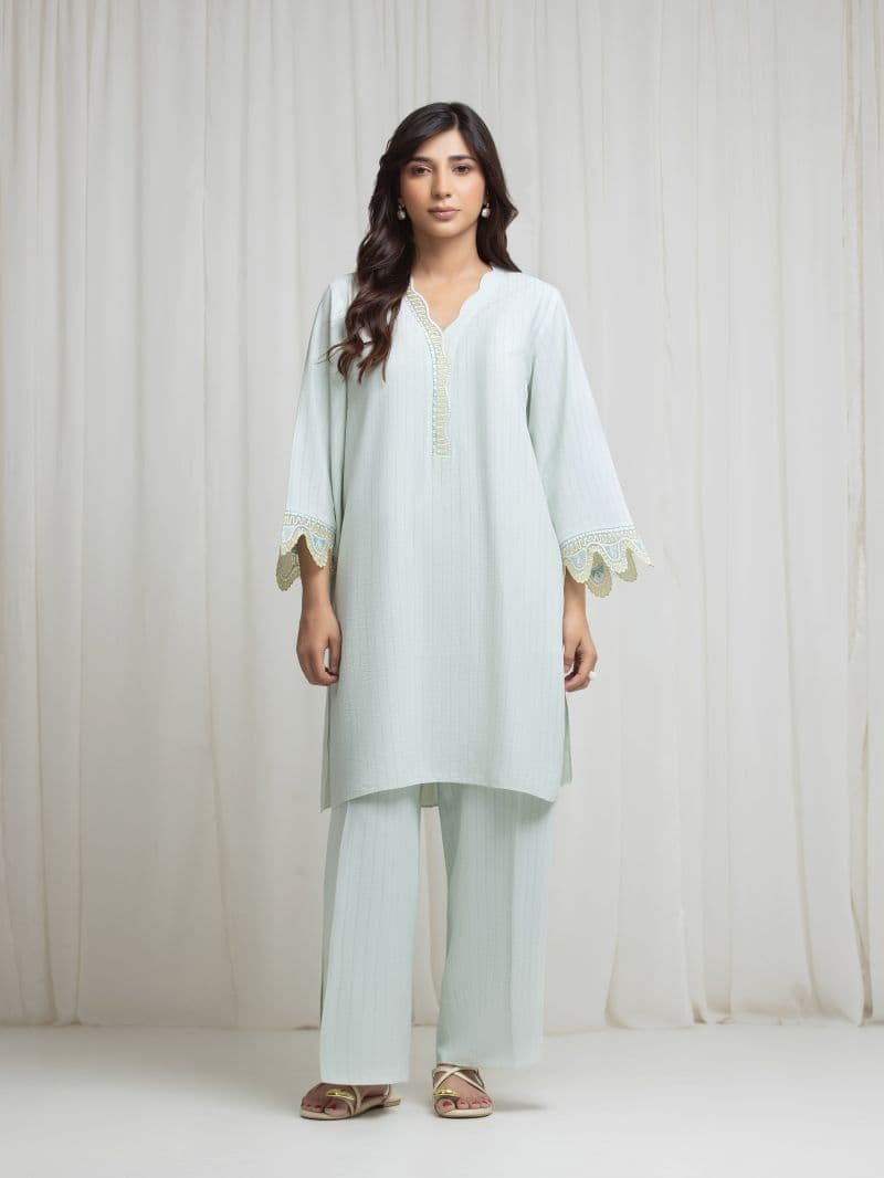 Embroidered Viscose Shirt Trouser