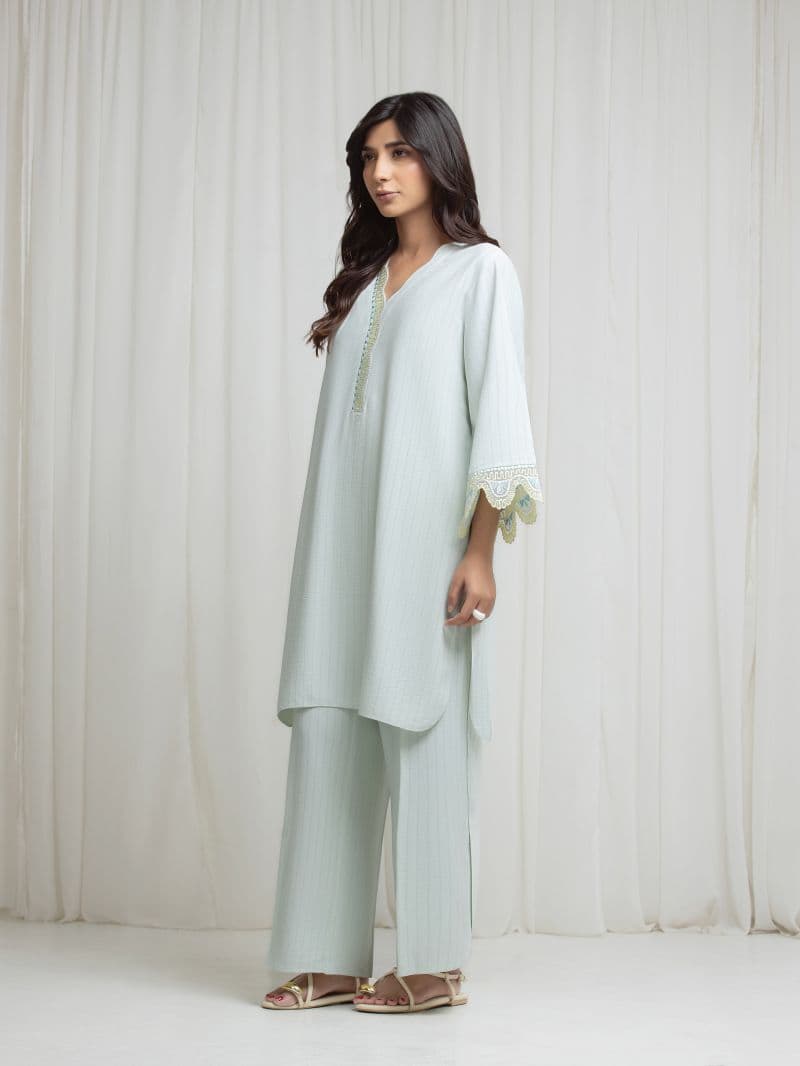 Embroidered Viscose Shirt Trouser
