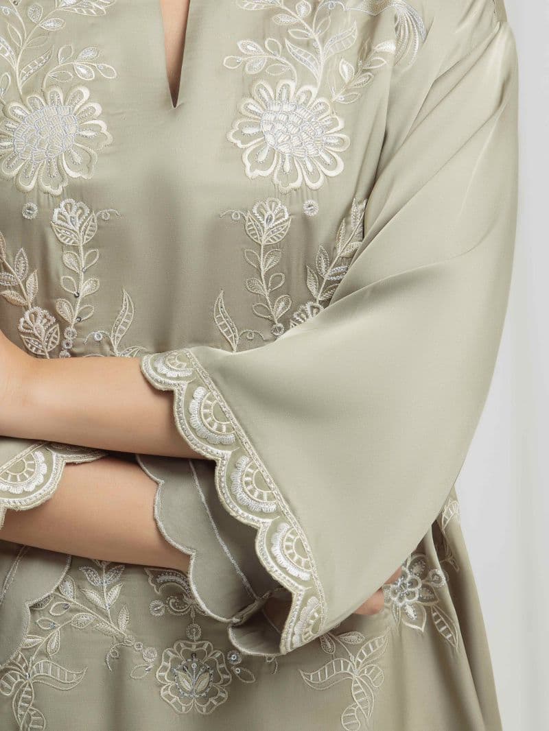 Embroidered Satin Suit