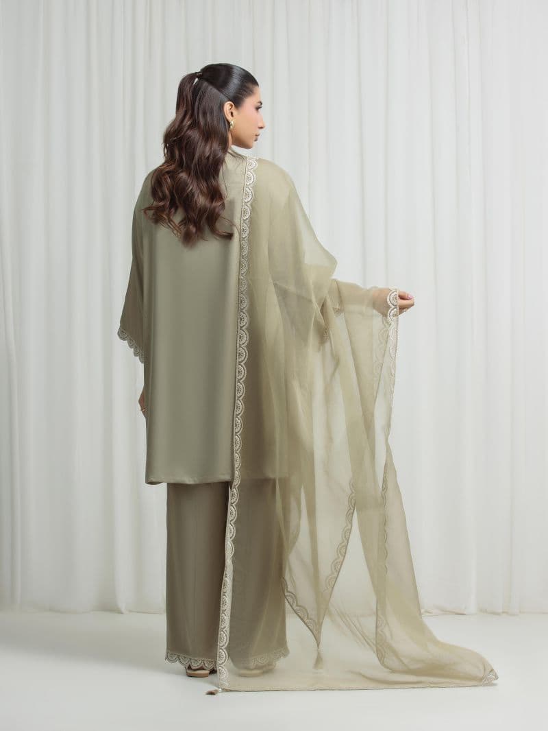 Embroidered Satin Suit