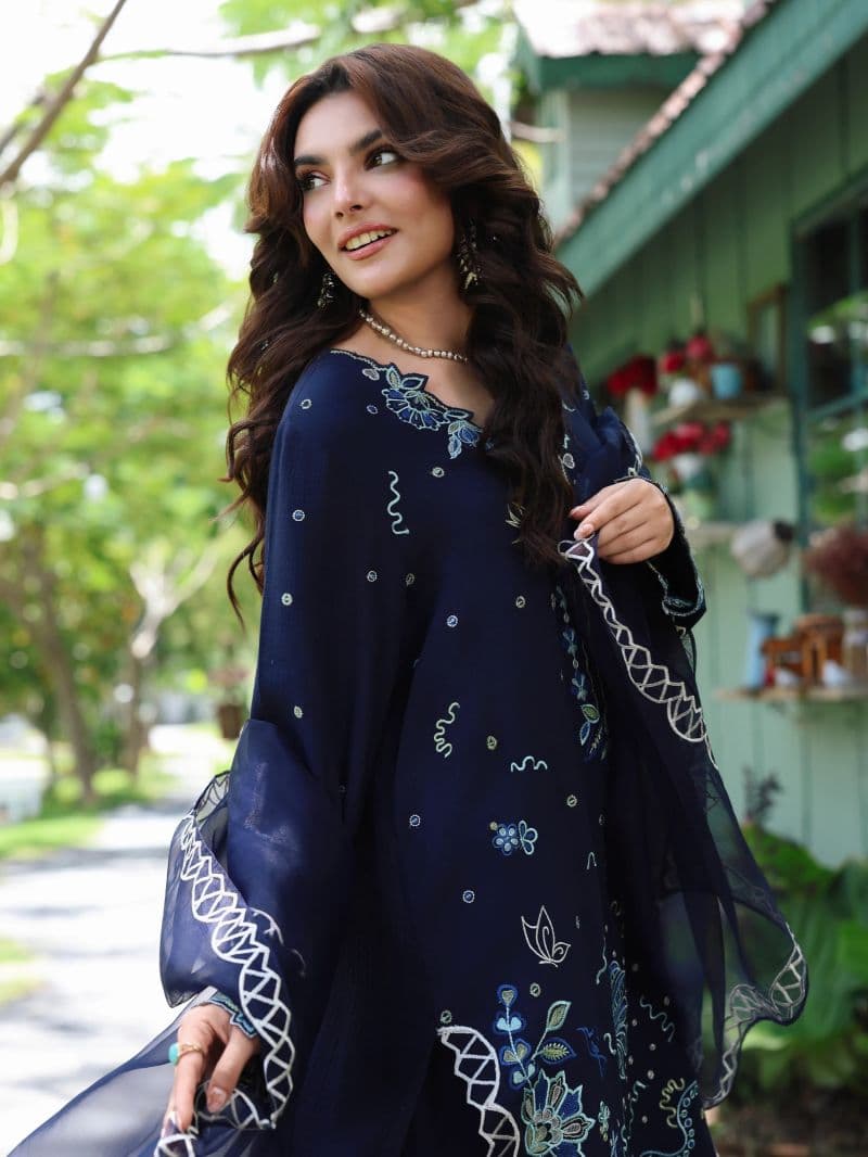 Embroidered Viscose Suit