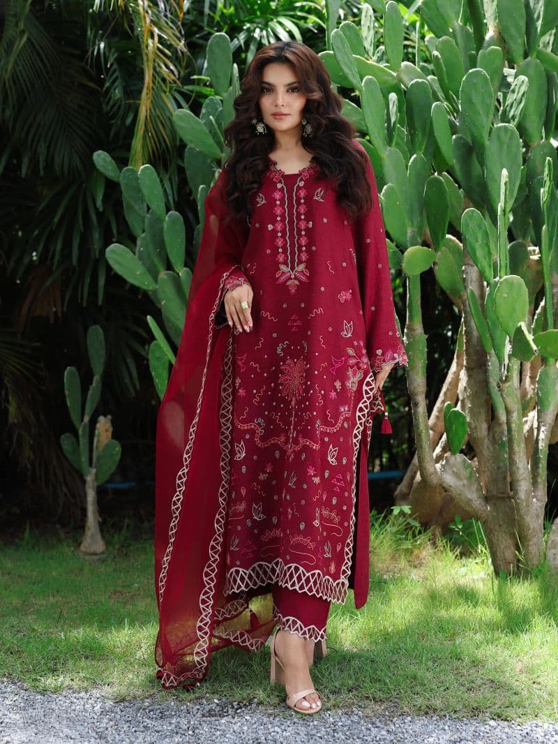 Embroidered Blended Suit