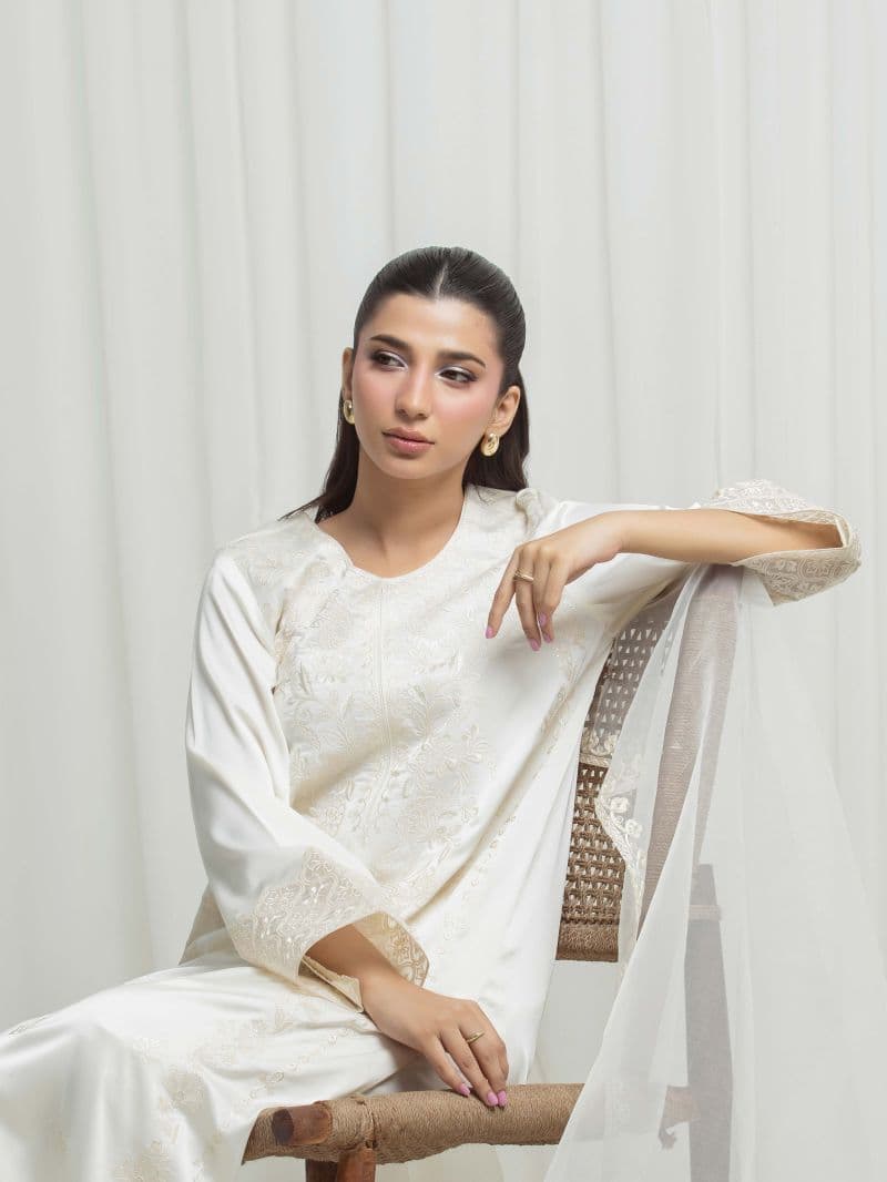 Embroidered Satin Suit
