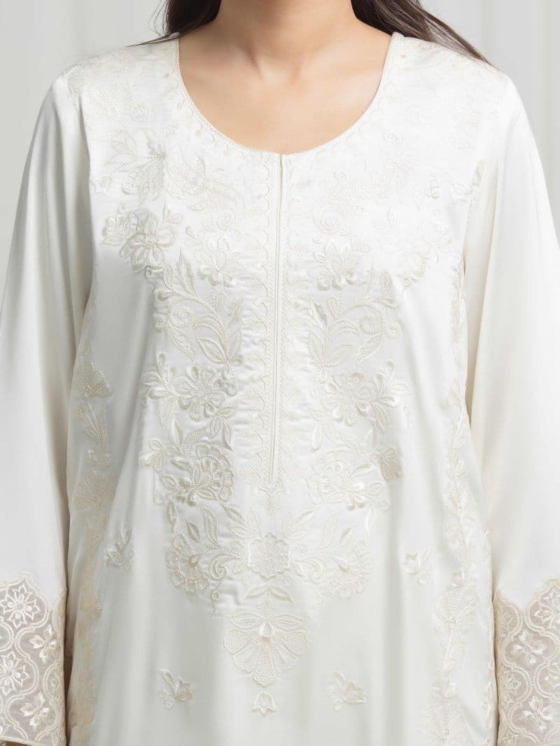 Embroidered Satin Suit