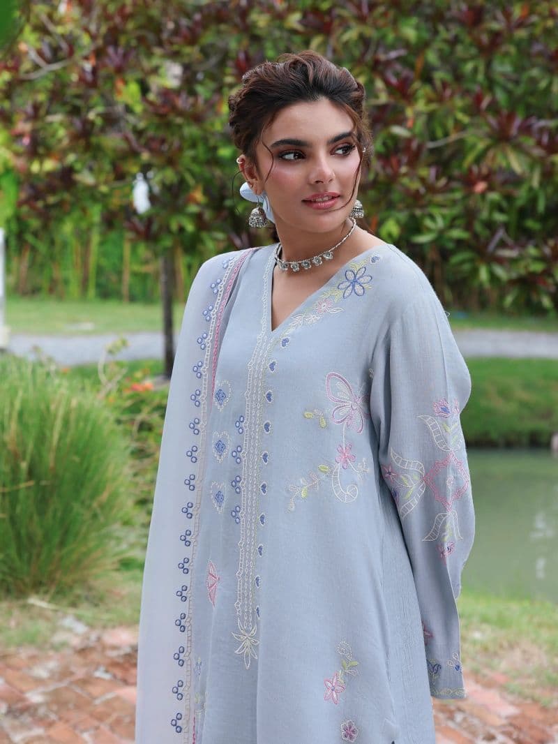 Embroidered Blended Suit