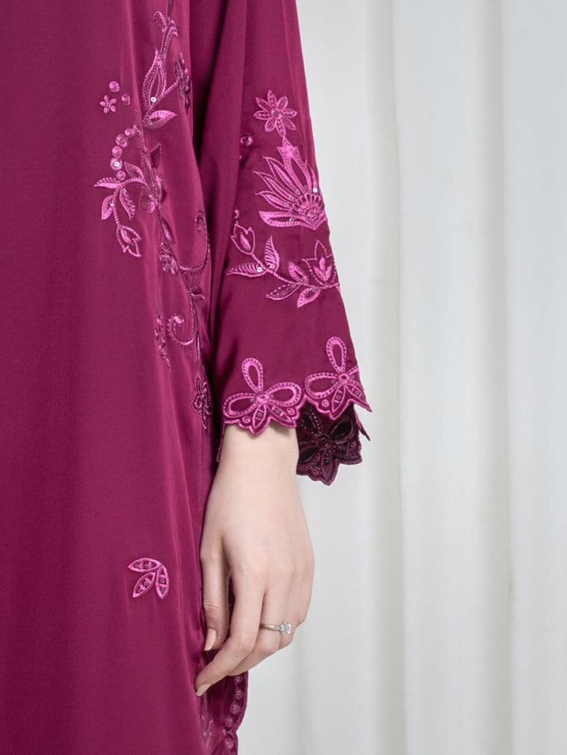 Embroidered Satin Suit
