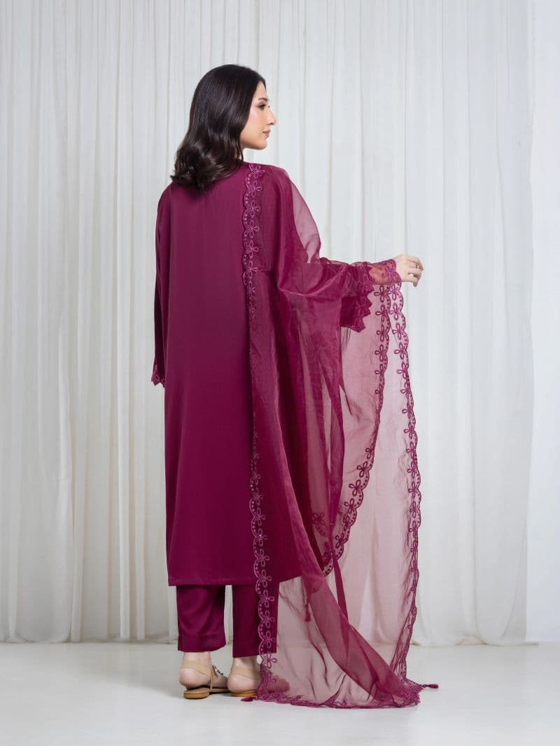 Embroidered Satin Suit