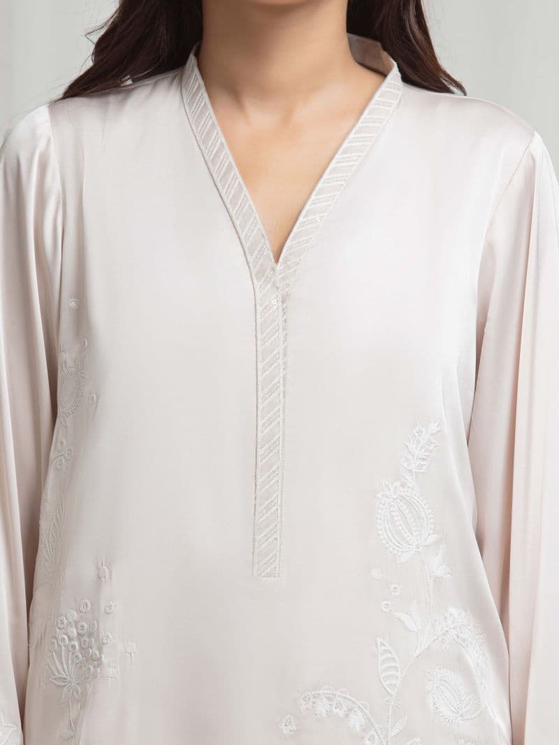 Embroidered Satin Suit