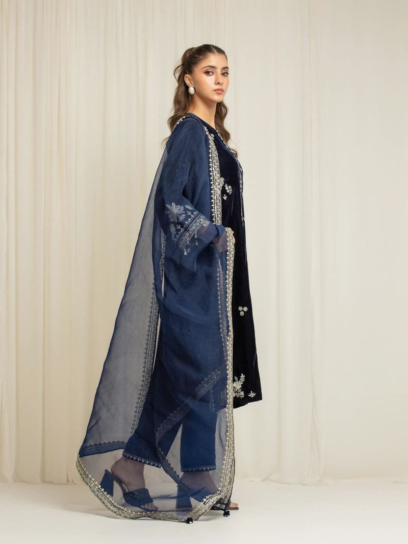 Embroidered Velvet Suit