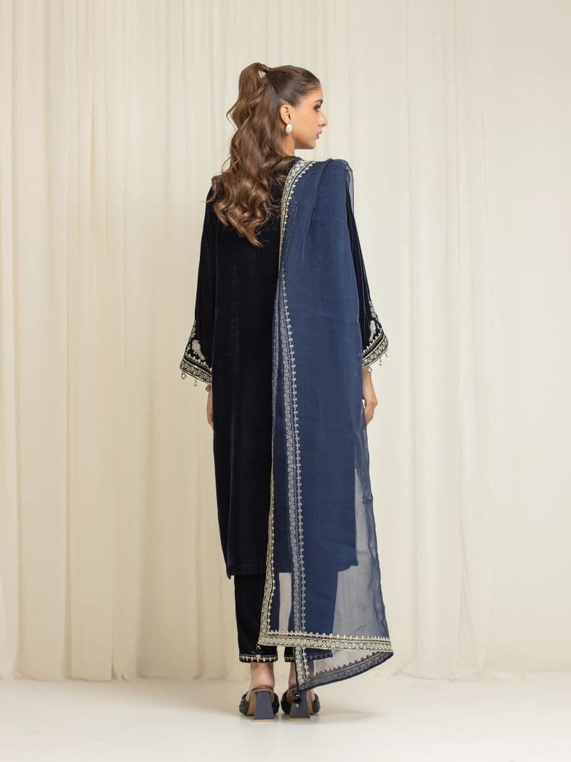 Embroidered Velvet Suit