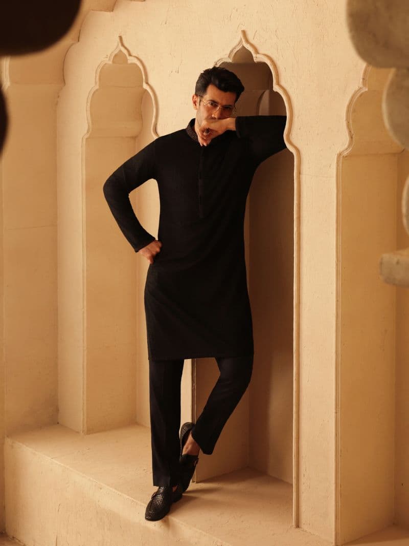 Embroidered Viscose Kurta Pajama