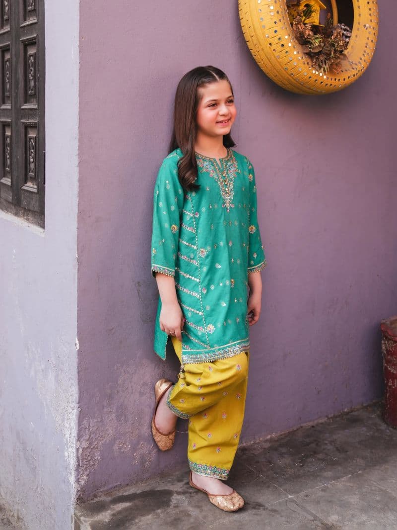 Embroidered Cotton Jacquard Shirt Trouser