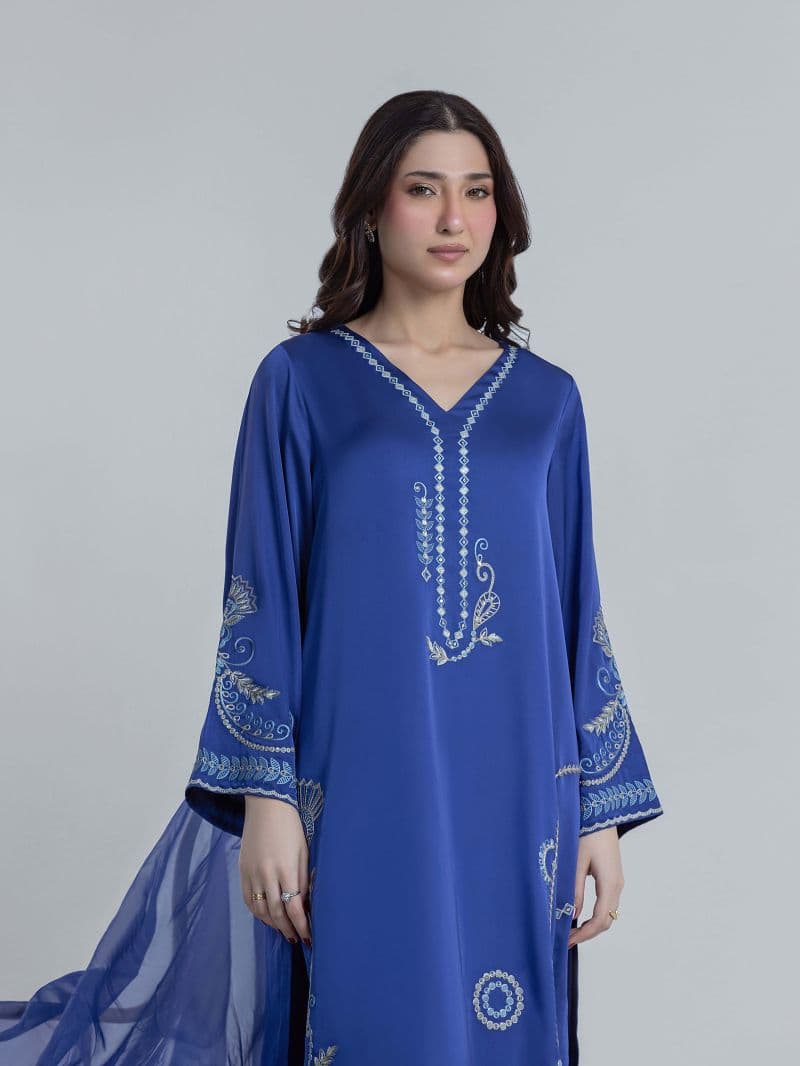 Embroidered Satin Suit