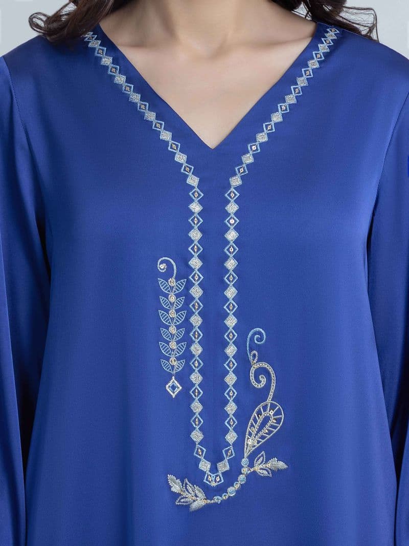 Embroidered Satin Suit