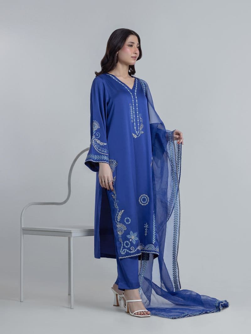Embroidered Satin Suit