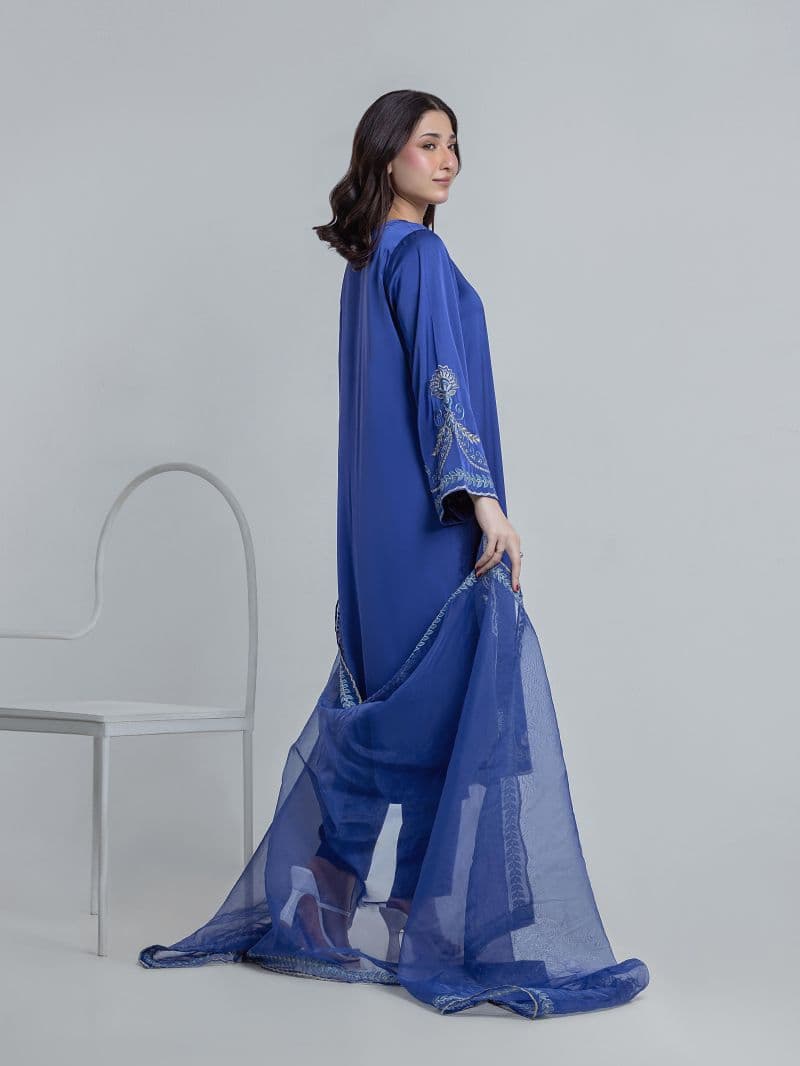 Embroidered Satin Suit
