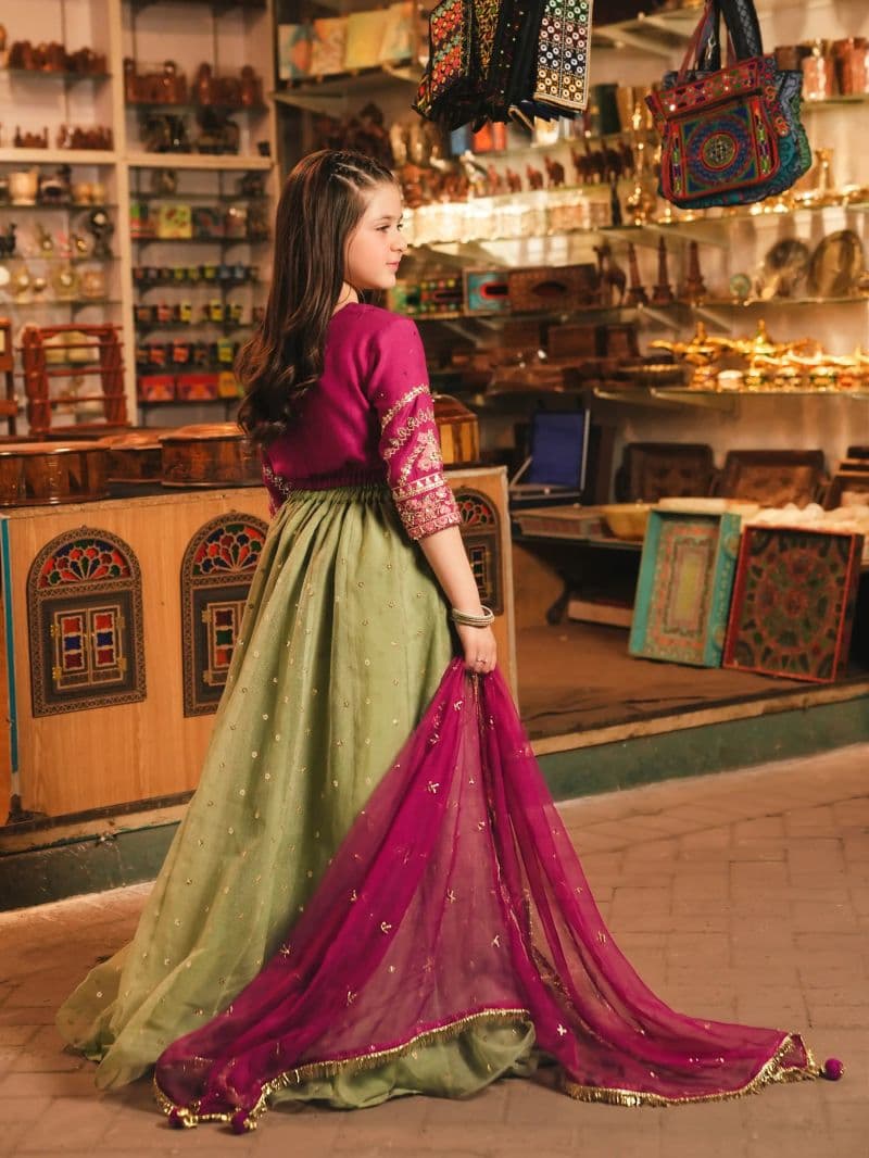 Embroidered Raw Silk Lehenga Suit thumbnail